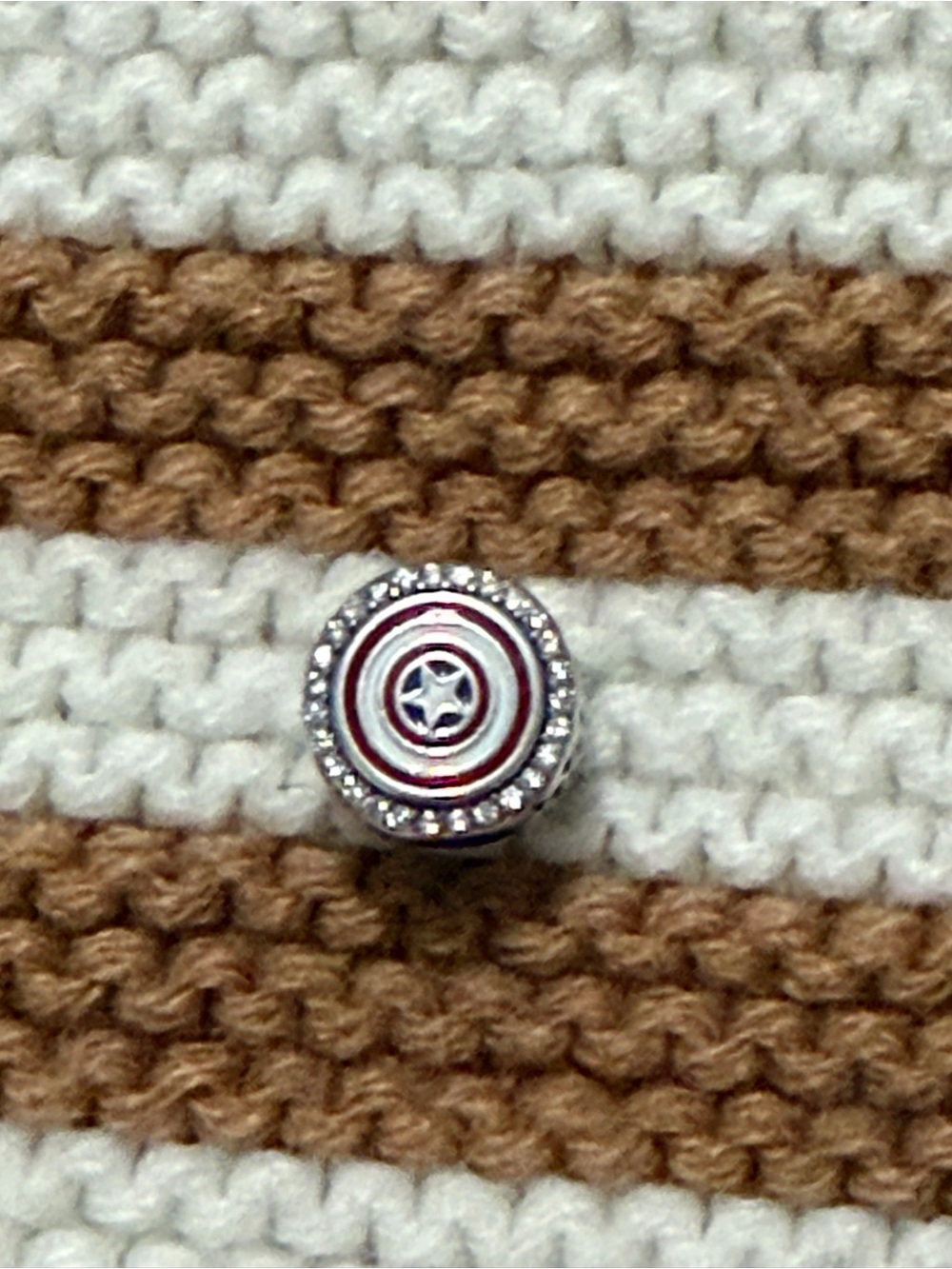 Pandora Red White Blue Captain Shield Charm